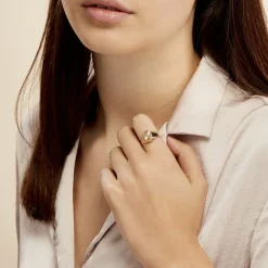 Histoire d'Or Chevalière Gerrard Ovale Diamantee Soleil Or Jaune