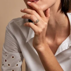 Chevalière Giacoma Argent Blanc-Histoire d'Or Online