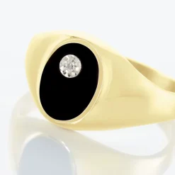 Histoire d'Or Chevalière Giles Or Jaune Onyx Diamant