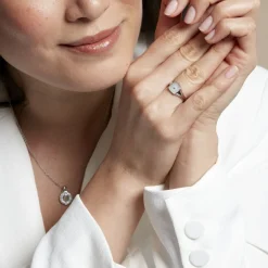 Chevalière Goddess Argent Blanc Nacre Oxyde De Zirconium-Histoire d'Or Sale