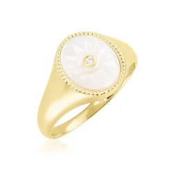 Chevalière Goddess Argent Doré Nacre Oxyde De Zirconium-Histoire d'Or Clearance