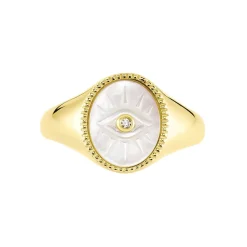 Chevalière Goddess Argent Doré Nacre Oxyde De Zirconium-Histoire d'Or Clearance