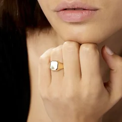 Histoire d'Or Chevalière Gregg Carree Diamantee Soleil Or Jaune