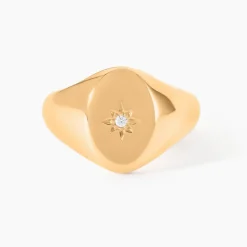 Chevalière Gwennen Plaqué Or Oxyde De Zirconium-Histoire d'Or Online