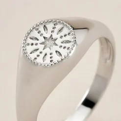 Histoire d'Or Chevalière Jima Argent Blanc