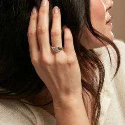 Histoire d'Or Chevalière Jima Argent Blanc