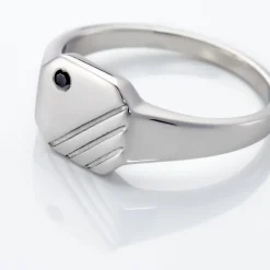 Histoire d'Or Chevalière Kaden Argent Blanc Oxyde De Zirconium Noir