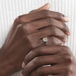 Histoire d'Or Chevalière Kaden Argent Blanc Oxyde De Zirconium Noir