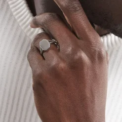 Histoire d'Or Chevalière Kaleo Argent Blanc