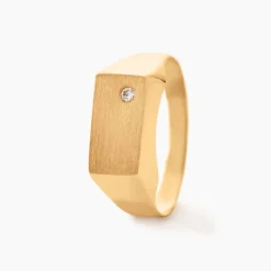 Histoire d'Or Chevalière Leyton Rectangle Or Jaune Oxyde De Zirconium