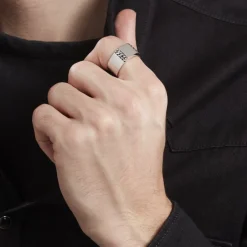 Histoire d'Or Chevalière Luka Argent Blanc