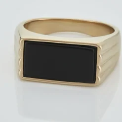 Histoire d'Or Chevalière Plaqué Hadrien Onyx