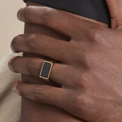 Histoire d'Or Chevalière Plaqué Hadrien Onyx