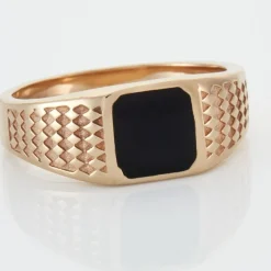 Chevalière Plaqué Or Jaune Ariston Email Noir-Histoire d'Or Online