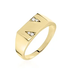 Histoire d'Or Chevalière Plaqué Or Jaune Asa Oxydes De Zirconium