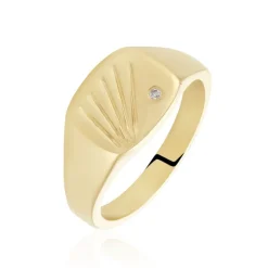 Histoire d'Or Chevalière Plaqué Or Khepri Oxyde De Zirconium