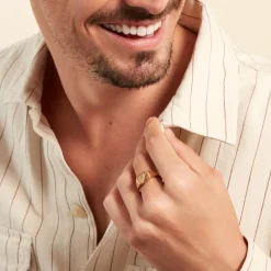 Histoire d'Or Chevalière Plaqué Or Khepri Oxyde De Zirconium