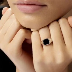 Histoire d'Or Chevalière Renelia Argent Blanc Blanc Onyx