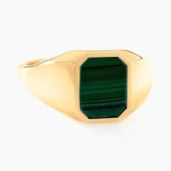 Histoire d'Or Chevalière Tertiussa Or Jaune Malachite