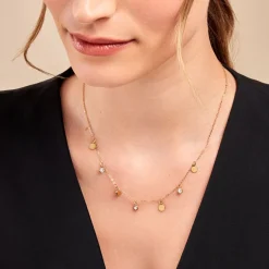 Histoire d'Or Collier Acier Doré Cristal