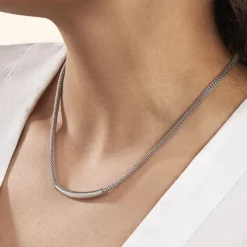 Histoire d'Or Collier Amadeo Maille Popcorn Acier Blanc