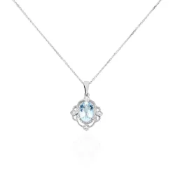 Collier Amance Or Blanc Topaze Et Oxyde De Zirconium-Histoire d'Or New