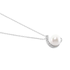 Collier Angel Or Blanc Perle De Culture Oxyde-Histoire d'Or Outlet
