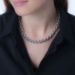 Histoire d'Or Collier Anta Maille Jaseron Argent Blanc