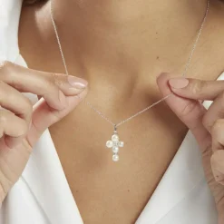 Collier Argent Blanc Burt Perles De Culture Oxydes De Zirconium-Histoire d'Or Clearance