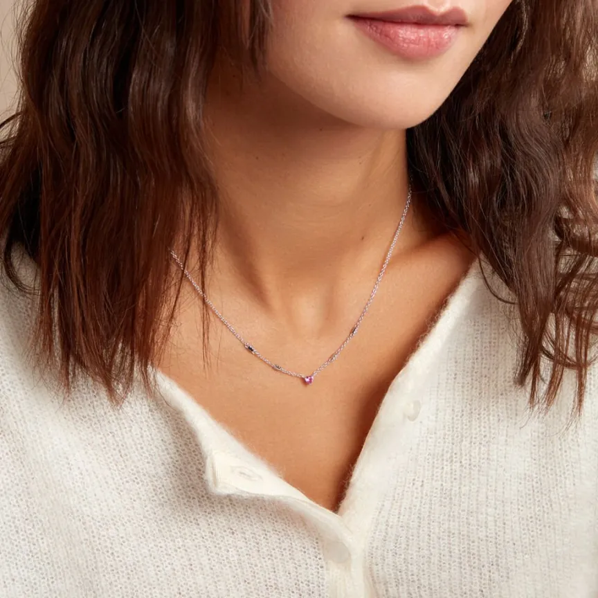 Collier Argent Blanc Declaration Oxyde De Zirconium-Histoire d'Or New