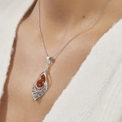 Histoire d'Or Collier Argent Blanc Doralyn Ambre