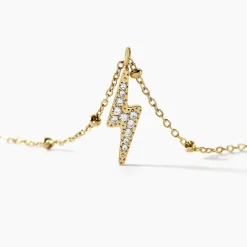 Collier Aurore Acier Doré éclair Cristal-Histoire d'Or Online