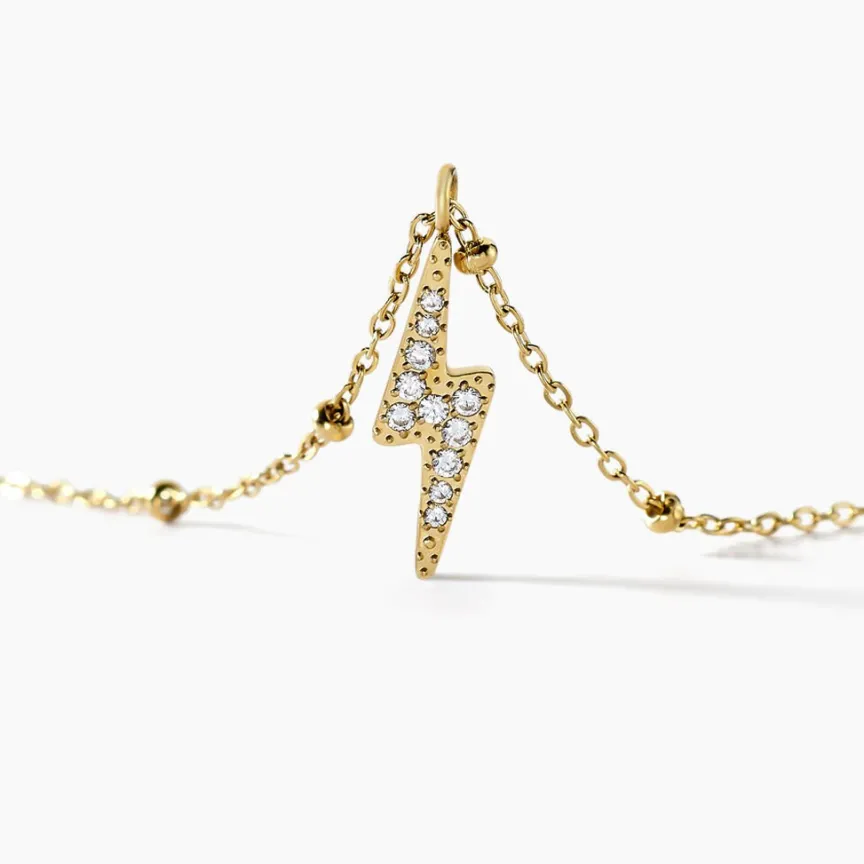 Collier Aurore Acier Doré éclair Cristal-Histoire d'Or Online