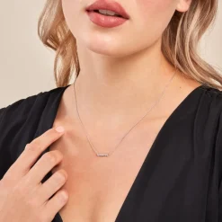 Histoire d'Or Collier Blitalia Or Blanc Diamant Synthétique