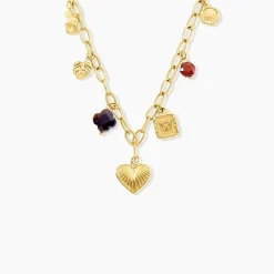 Histoire d'Or Collier Bohemia Acier Jaune Oeil De Tigre Pierre De Synthese