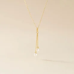 Histoire d'Or Collier Carrine 2 Fils Or Jaune Perle De Culture