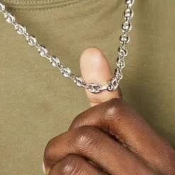 Histoire d'Or Collier Carrus Maille Grain De Cafe Argent Blanc