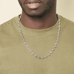 Histoire d'Or Collier Carrus Maille Grain De Cafe Argent Blanc