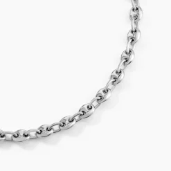 Histoire d'Or Collier Carrus Maille Grain De Cafe Argent Blanc