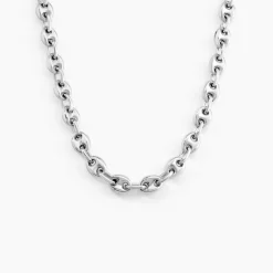 Histoire d'Or Collier Carrus Maille Grain De Cafe Argent Blanc
