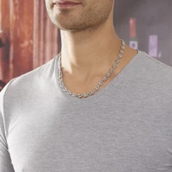 Histoire d'Or Collier Carrus Maille Grain De Cafe Argent Blanc