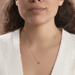 Histoire d'Or Collier Clair Or Blanc Amethyste