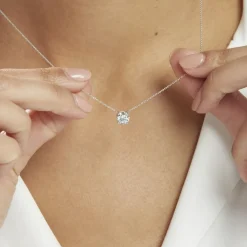 Histoire d'Or Collier Collection Aphrodite Or Blanc Diamant Synthetique