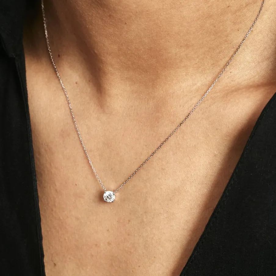 Histoire d'Or Collier Collection Aphrodite Or Blanc Diamant Synthetique