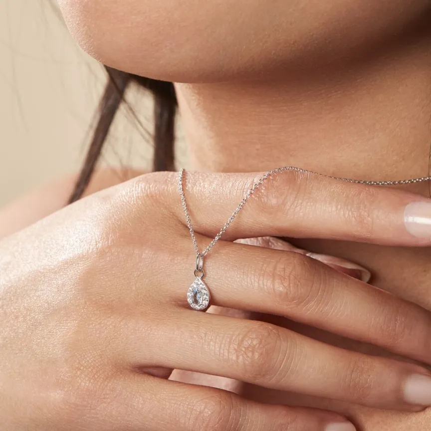 Collier Court Argent Blanc Tania Oxyde De Zirconium-Histoire d'Or