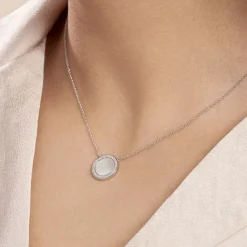 Collier Court Argent Blanc Nawala Oxyde De Zirconium-Histoire d'Or New