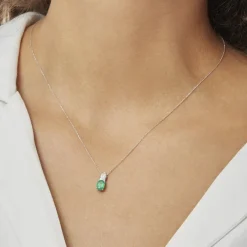 Histoire d'Or Collier Crista Or Blanc Emeraude Et Diamant