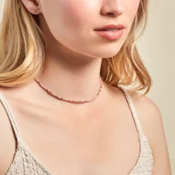 Histoire d'Or Collier Cyclades Argent Jaune Rhodonite