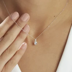 Histoire d'Or Collier Cyprille Or Blanc Topaze Et Oxyde De Zirconium