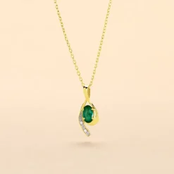Histoire d'Or Collier Emotion Or Jaune Emeraude Diamant